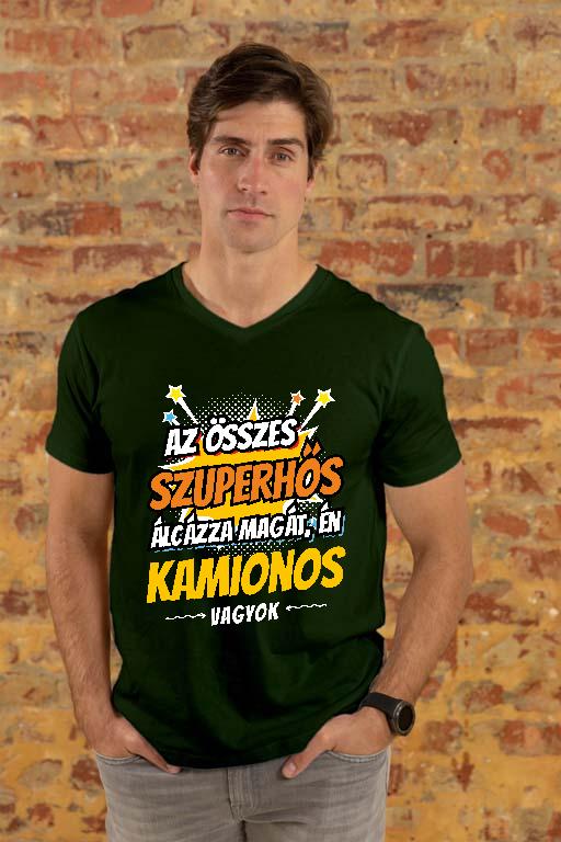 Szuperhős Kamionos - Kamionos Férfi V-nyakú Póló