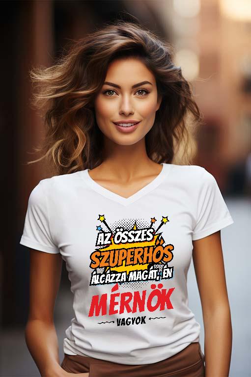 Szuperhős Mérnök - Mérnök Női V-nyakú Póló