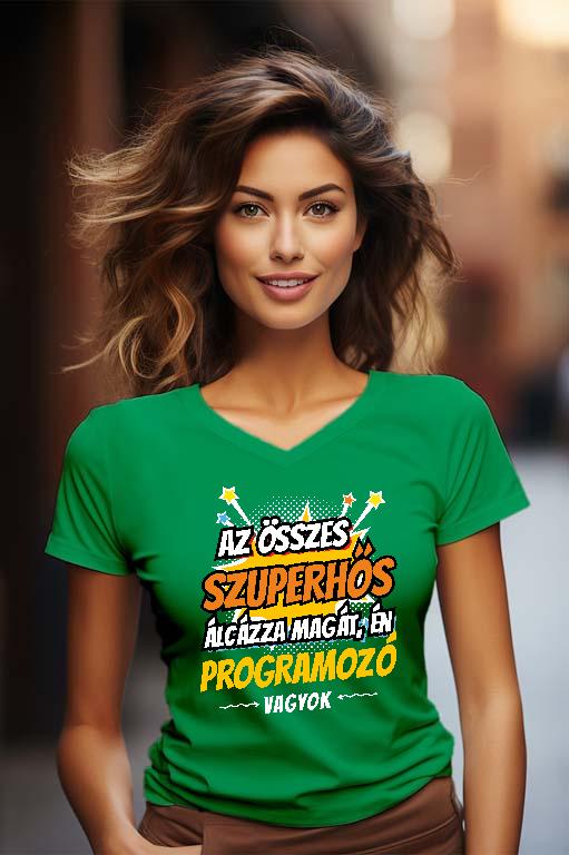 Szuperhős Programozó - Programozó Női V-nyakú Póló