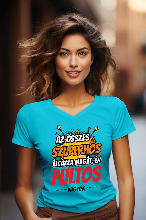 Szuperhős Pultos - Pultos Női V-nyakú Póló