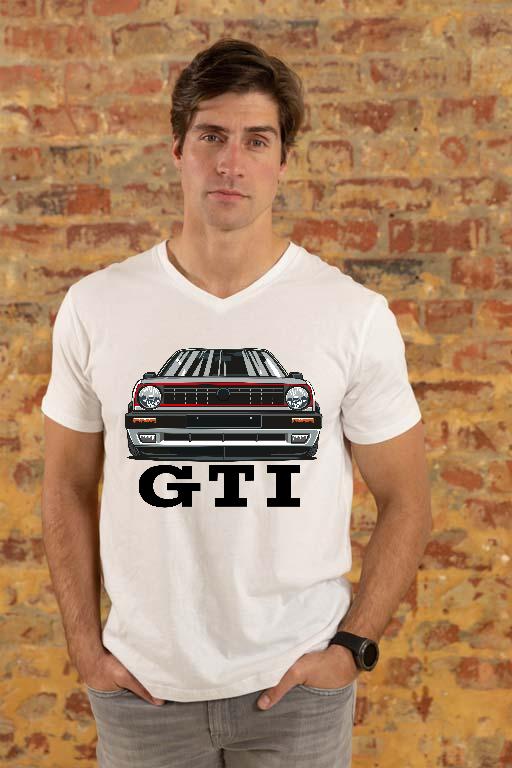 Vw Golf 2 GTI - Volkswagen Golf 2 Férfi V-nyakú Póló