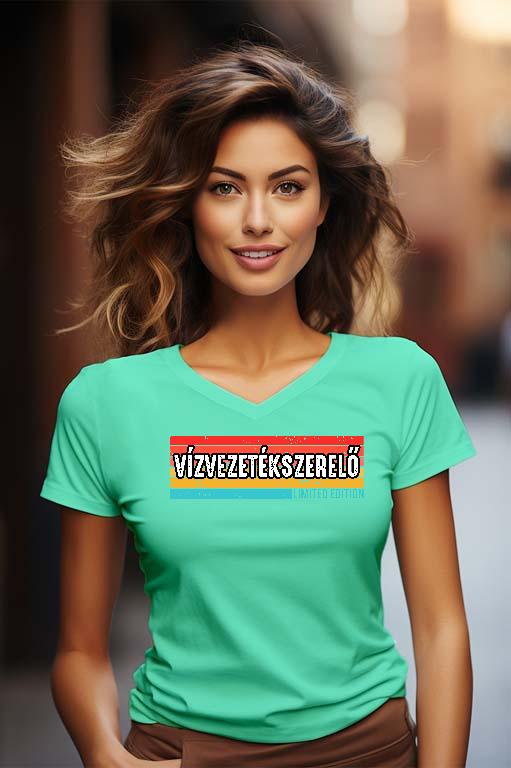 Vízvezetékszerelő Limited Edition - Vízvezetékszerelő Női V-nyakú Póló