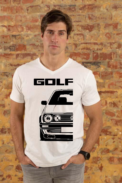 VW Golf 2 v1 - Volkswagen Golf 2 Férfi V-nyakú Póló