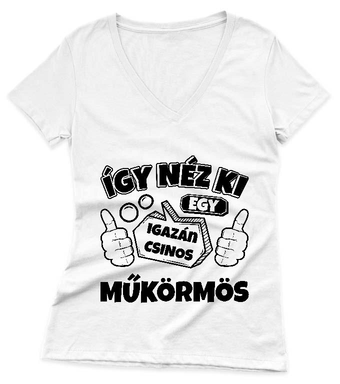 Igazán csinos Műkörmös - Műkörmös Női V-nyakú Póló