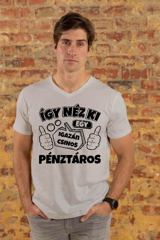 Igazán csinos Pénztáros - Pénztáros Férfi V-nyakú Póló