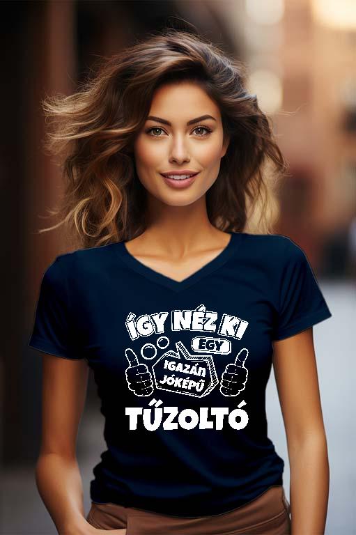 Igazán jóképű Tűzoltó - Tűzoltó Női V-nyakú Póló