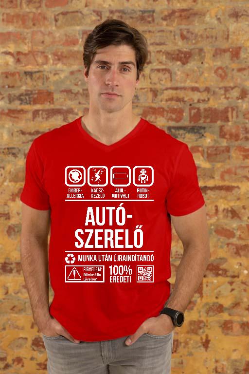 Autószerelő Organic - Autószerelő Férfi V-nyakú Póló