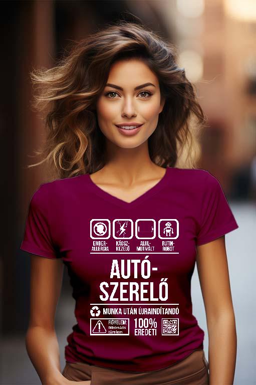 Autószerelő Organic - Autószerelő Női V-nyakú Póló