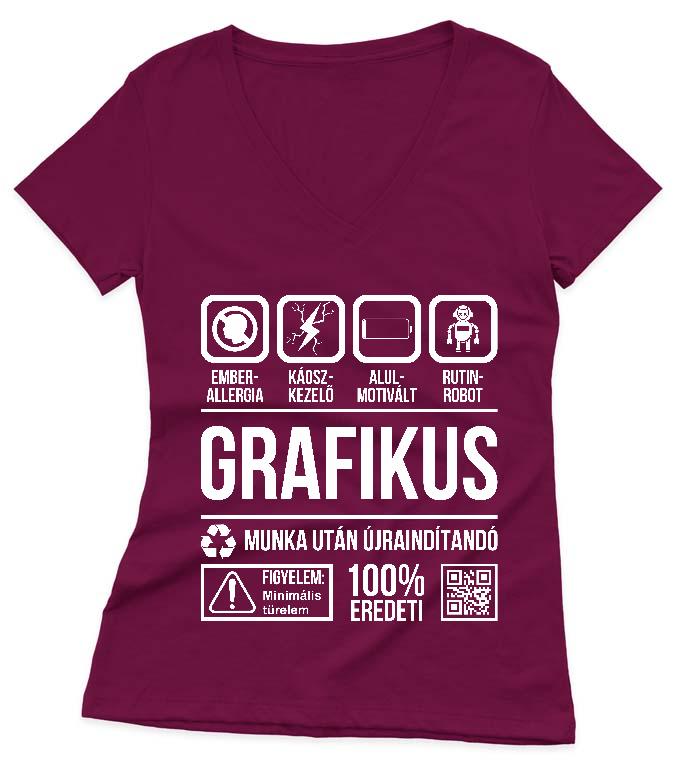 Grafikus Organic - Grafikus Női V-nyakú Póló