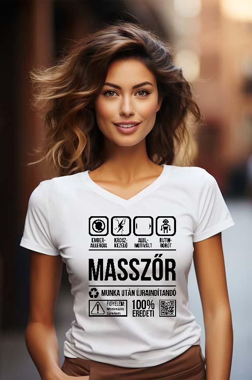 Masszőr Organic - Masszőr Női V-nyakú Póló