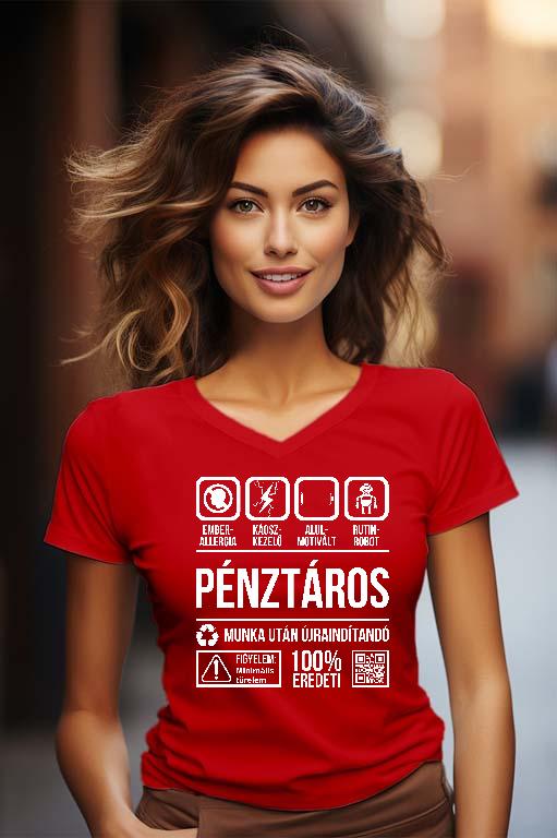Pénztáros Organic - Pénztáros Női V-nyakú Póló