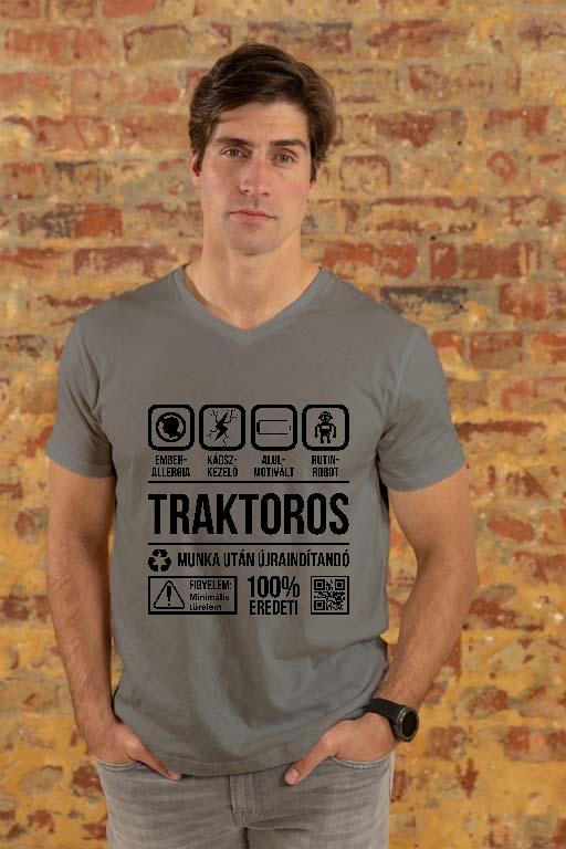Traktoros Organic - Traktoros Férfi V-nyakú Póló