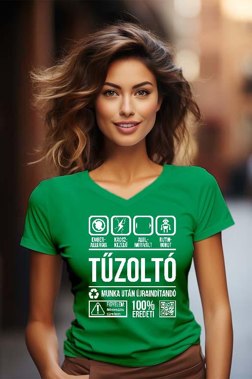 Tűzoltó Organic - Tűzoltó Női V-nyakú Póló