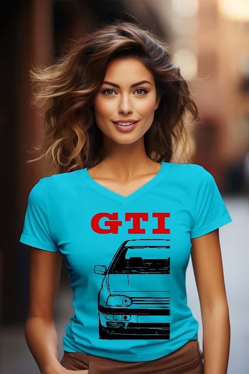 VW Golf 3 GTI Piros - Volkswagen Golf 3 Női V-nyakú Póló