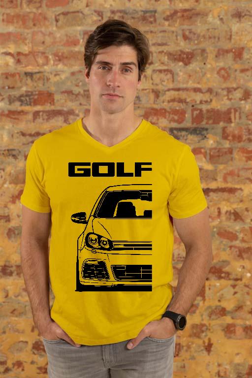 Volkswagen Golf 6 Front - Volkswagen Golf 6 Férfi V-nyakú Póló