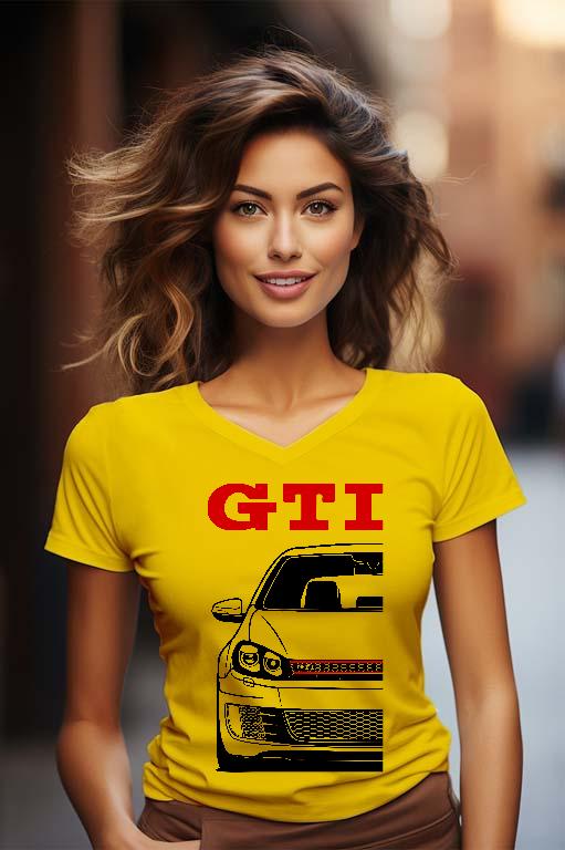 VW Golf 6 GTI - Volkswagen Golf 6 Női V-nyakú Póló