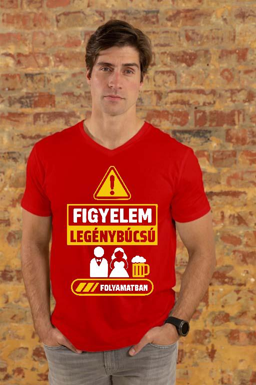 Figyelem Legénybúcsú - Legénybúcsú Férfi V-nyakú Póló
