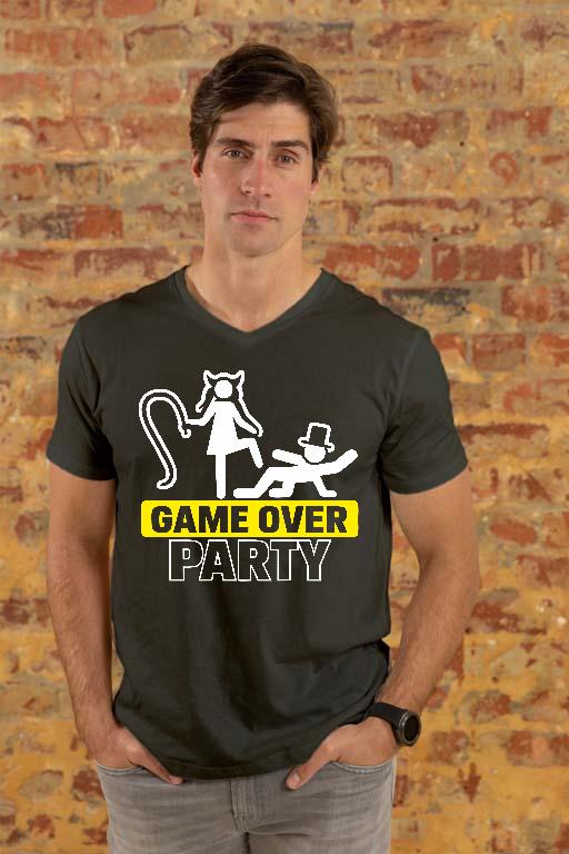 Game Over Party - Legénybúcsú Férfi V-nyakú Póló